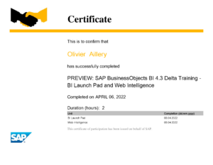 SAP BusinessObjects BI 4_3 BI LaunchPad et Web Intelligence Certificat